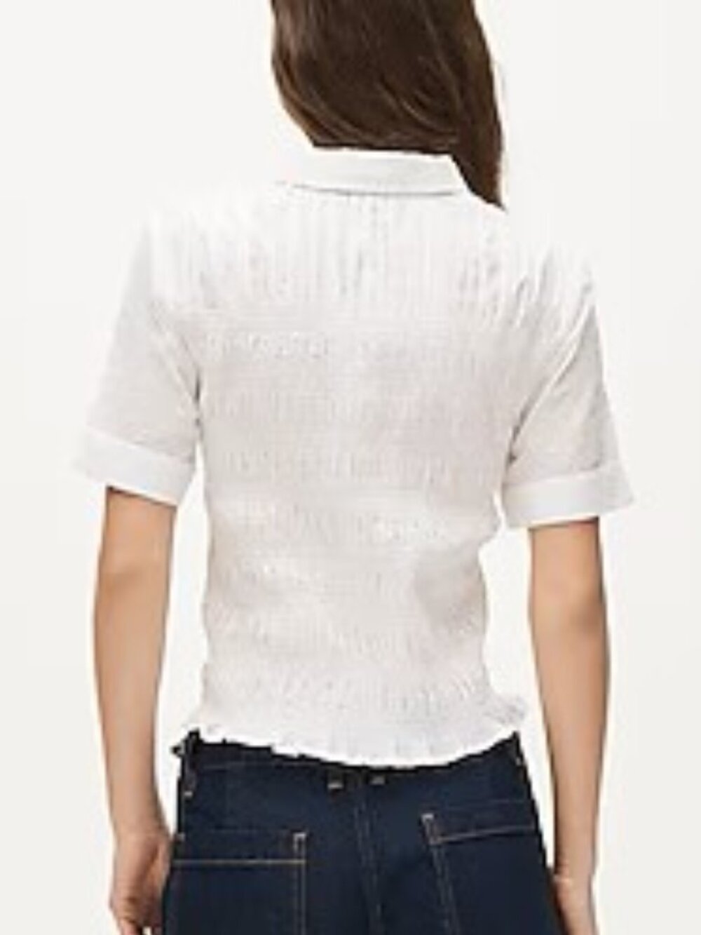 NWT J. Crew Short Sleeve Smocked Button Front Shirt (CT051), White, Medium - Picture 4 of 14